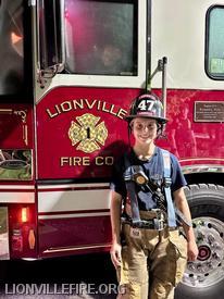 Interior Firefighter Isabella Vallone attending her first weekly drill night as interior firefighter.